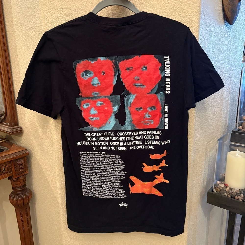 STUSSY x Talking Heads Remain In Light Graphic T-Shirt Size Small -Rare!!